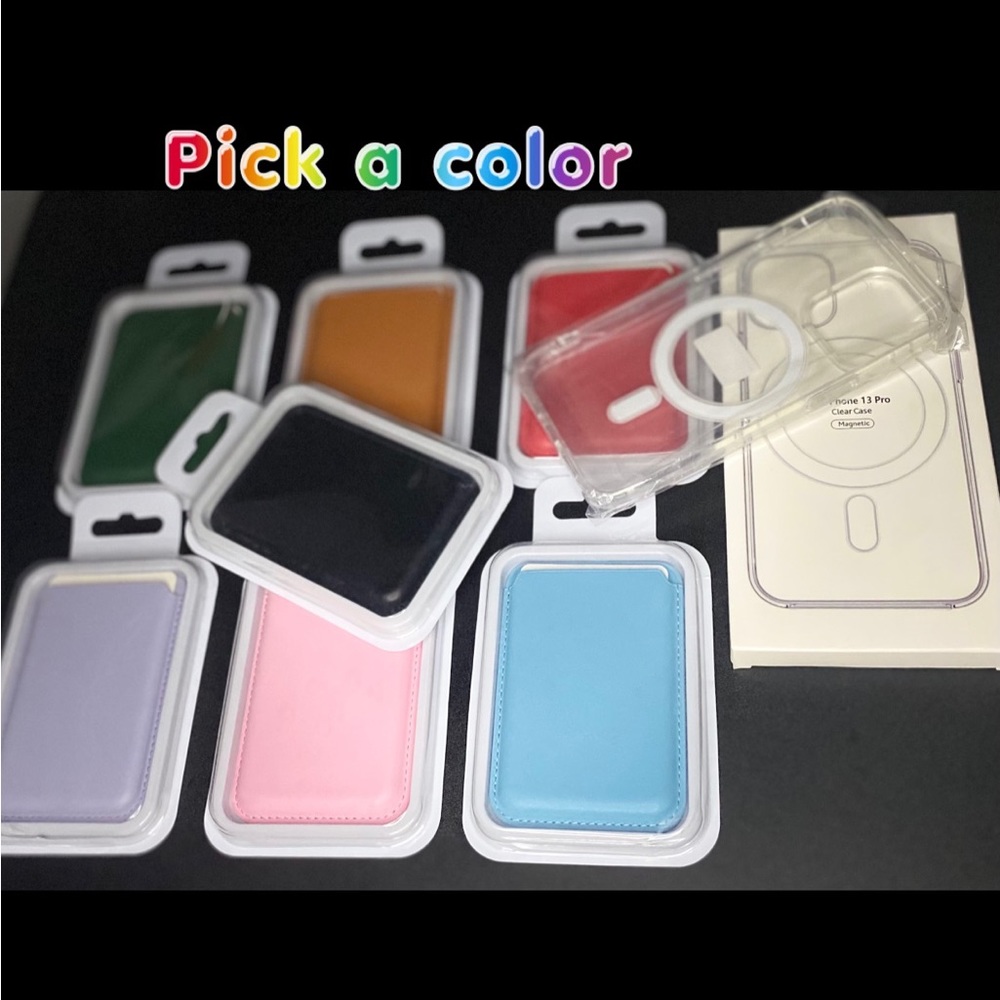 IPhone 13 magesafe clear case & magnetic leather wallet BUNDLE